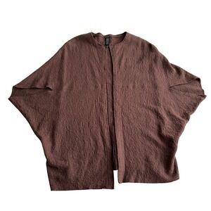 Marla‎ Wynne Boiled Wool Blend Chocolate Brown Lagenlook Cocoon Cardigan Wrap ML